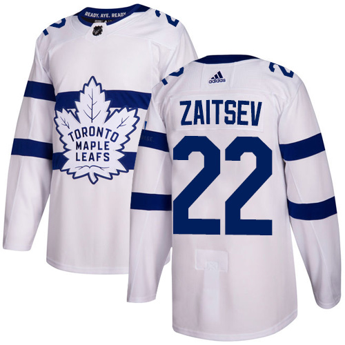 Adidas Maple Leafs #22 Nikita Zaitsev White Authentic 2018 Stadium Series Stitched NHL Jersey - Click Image to Close